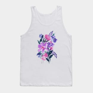 Watercolor Flowers, Purple Bouquet Illustration 13 Tank Top